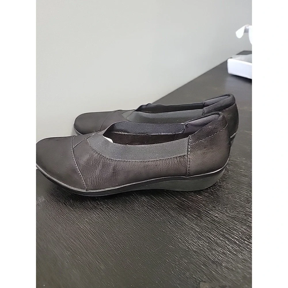 Clarks Cloudsteppers Sillian Jetay Black Slip On Flat Shoes Womens 7